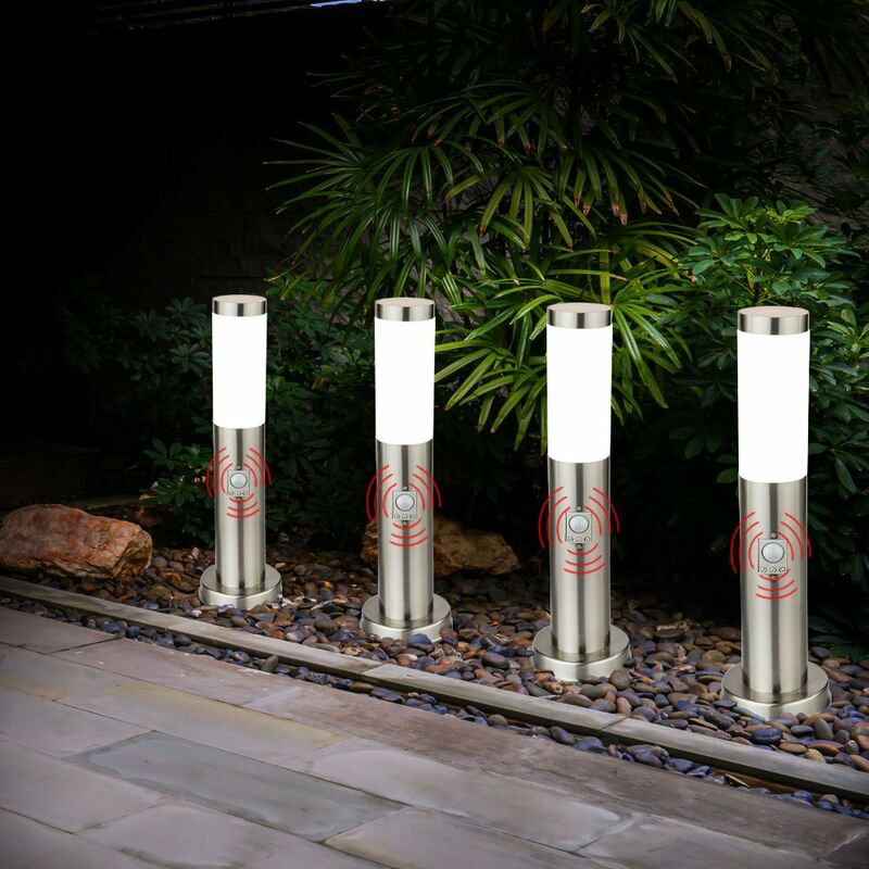 foto del prodotto etc shop 4x led lampada da esterno luci piedistallo lampada da giardino illuminazione veranda cortile percorso acciaio inox incluso rilevatore di