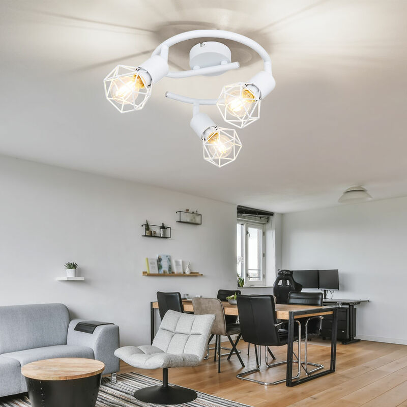 foto del prodotto etc shop design plafoniera sala da pranzo faretto tondo lampada spot gabbia regolabile bianco