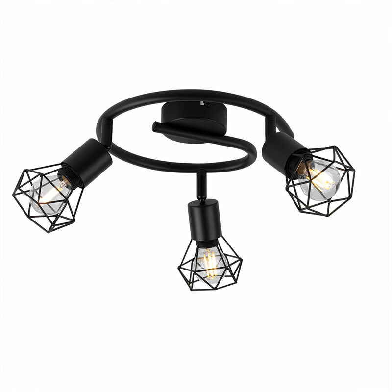 foto del prodotto etc shop faretto a soffitto lampada a rondella lampada a faretto a gabbia nera mobile in un set con lampadine a led