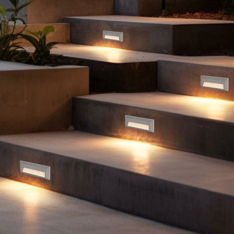 foto del prodotto etc shop illuminazione per gradini per esterni lampada per scale da giardino illuminazione per scale patio, grigio, led 3w 110lm bianco neutro,