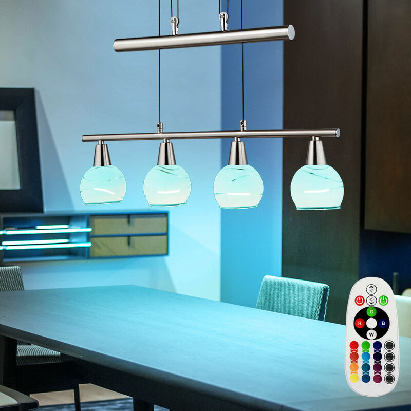 foto del prodotto etc shop lampada a sospensione a soffitto led rgb telecomando vetro dimmer lampada regolabile in altezza 54341 4z