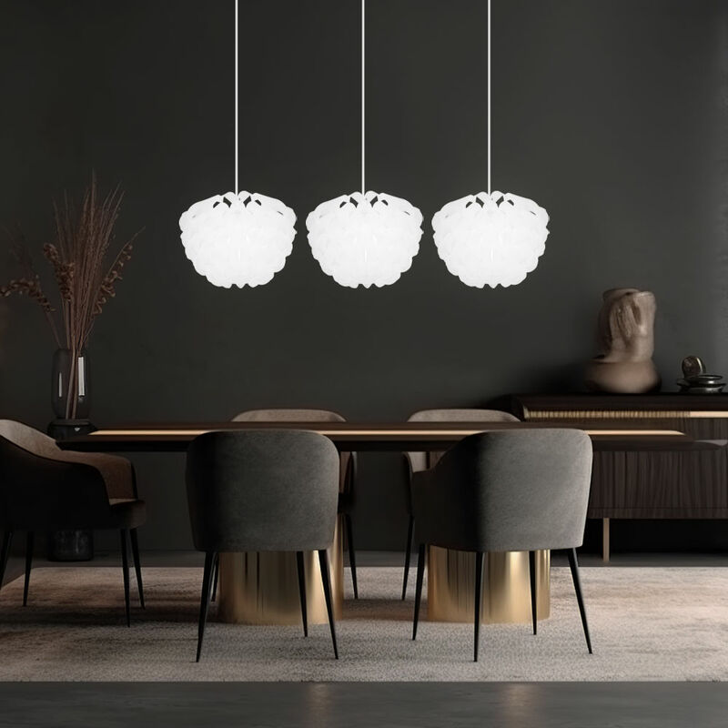 foto del prodotto etc shop lampada a sospensione bianca lampada da cucina a sospensione lampada a sospensione camera da letto, 3 fiamme, fogli decorativi, moderna,