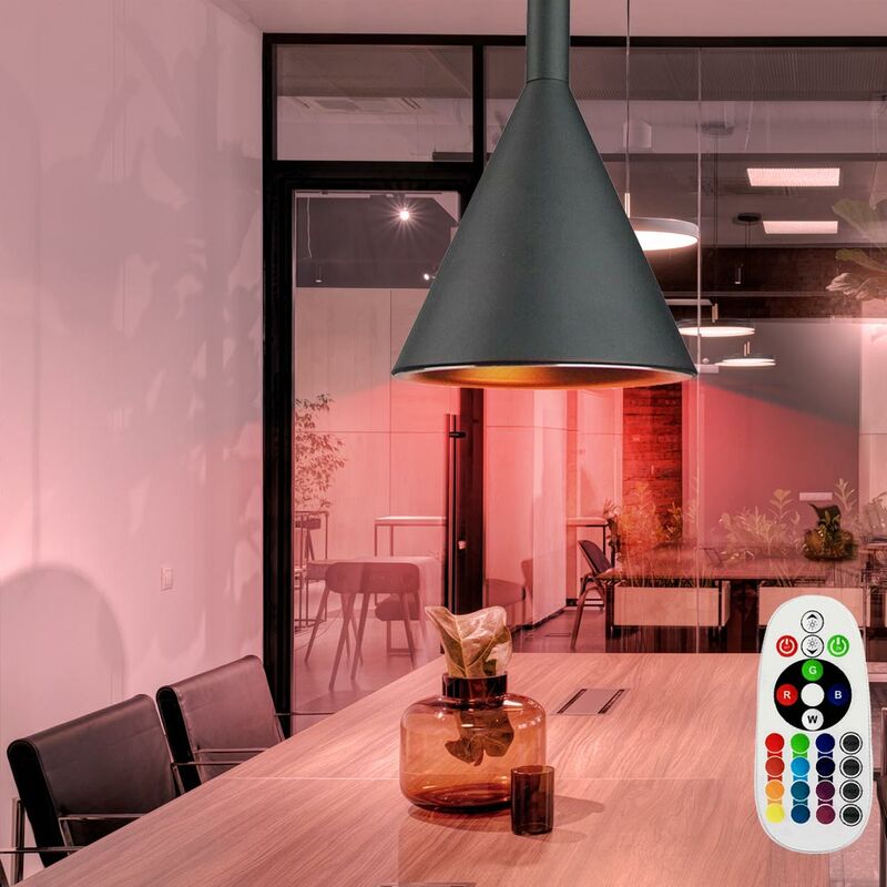 foto del prodotto etc shop lampada a sospensione dimmer telecomando alu lampada a sospensione nero oro in un set di lampadine led rgb