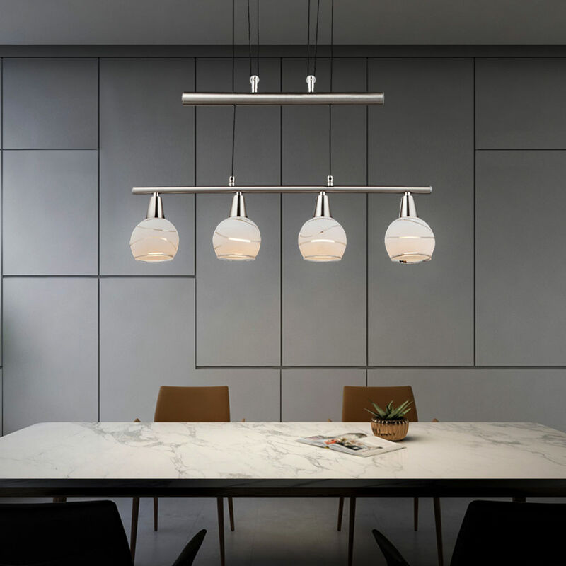 foto del prodotto etc shop lampada a sospensione in nichel e vetro lampada a sospensione a led lampada a sospensione a 4 lampadine lampada da tavolo da pranzo, 4x