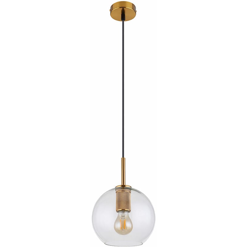 foto del prodotto etc shop lampada a sospensione in ottone lampada a sfera retr vetro trasparente lampada per sala da pranzo sfera a sospensione, metallo, 1x