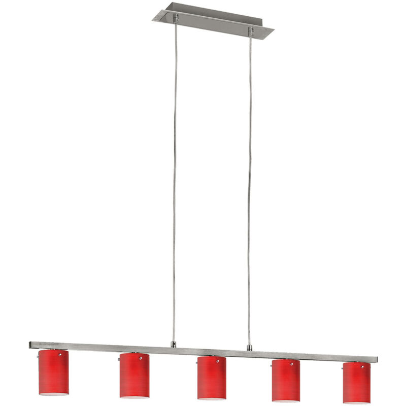 foto del prodotto etc shop lampada a sospensione in vetro soggiorno illuminazione cromo 5 luci in set incl. lampadine led