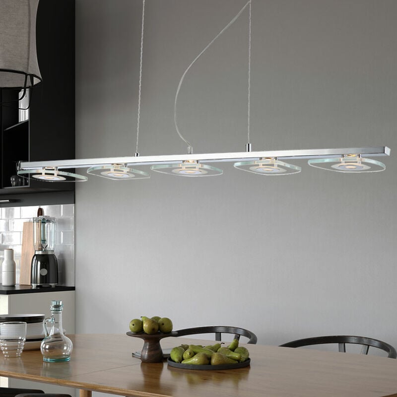 foto del prodotto etc shop lampada a sospensione lampada a sospensione in vetro lampada da sala da pranzo a sospensione moderna cromata, metallo, 5x led 4.5w 382lm