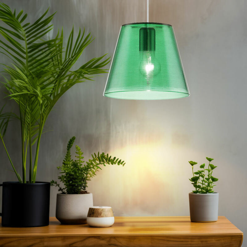foto del prodotto etc shop lampada a sospensione lampada a sospensione lampada a sospensione lampada da sala da pranzo, verde trasparente trasparente, 1x attacco