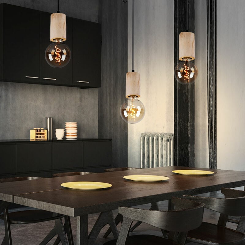 foto del prodotto etc shop lampada a sospensione lampada a sospensione lampada a sospensione lampada da sala da tavolo da pranzo, 3 lampadine casa di campagna, legno