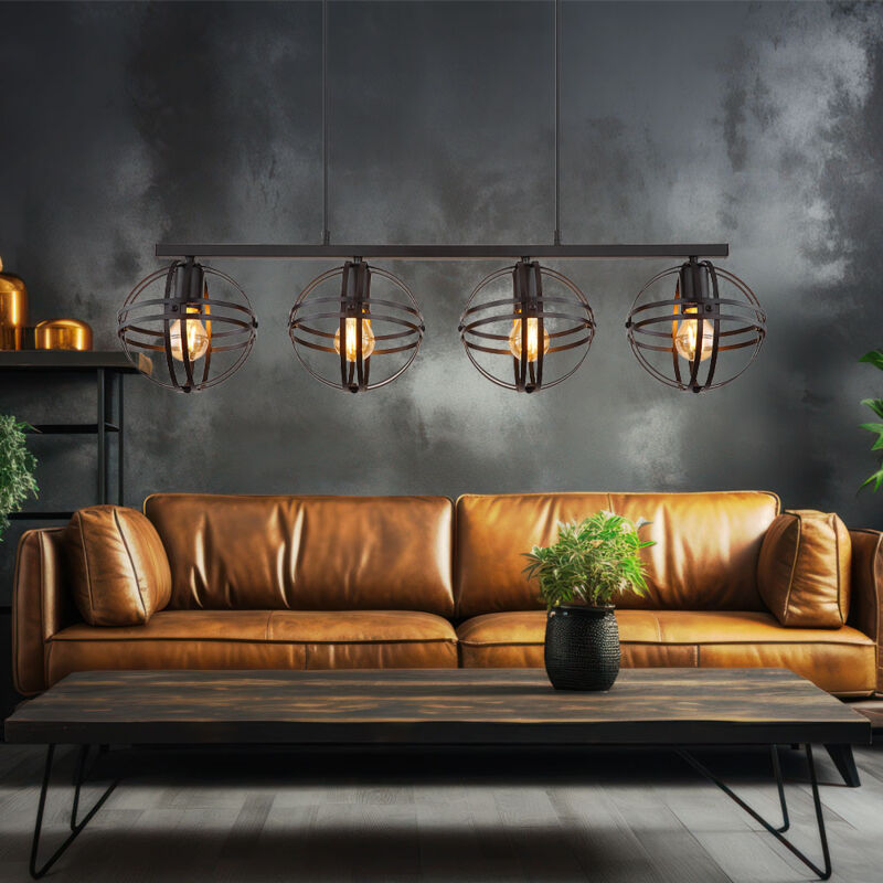 immagine 0 del prodotto etc shop lampada a sospensione lampada a sospensione lampada da soffitto lampada da sala da pranzo lampada da soggiorno, metallo nero, 4 lampadine