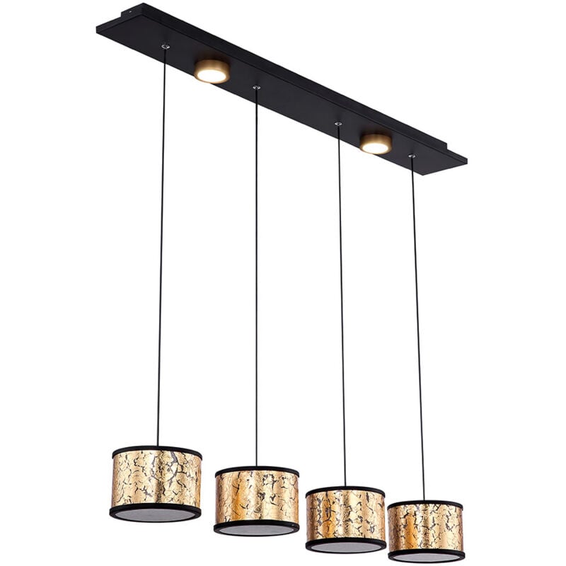 foto del prodotto etc shop lampada a sospensione lampada a sospensione plafoniera in vetro lampada da soggiorno 6 fiamme cristallo oro, metallo nero opaco, 32 watt