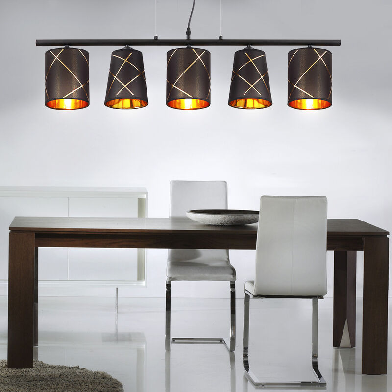 foto del prodotto etc shop lampada a sospensione tavolo da pranzo lampada a sospensione oro nero 5 fiamme lampada da pranzo e14 lampada da soggiorno a sospensione