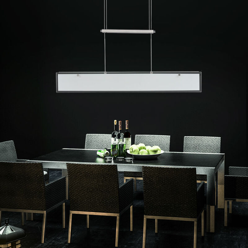 foto del prodotto etc shop lampada a sospensione tavolo da pranzo lampada a sospensione soggiorno lampada a sospensione regolabile in altezza, nichel opaco, 6x g4,
