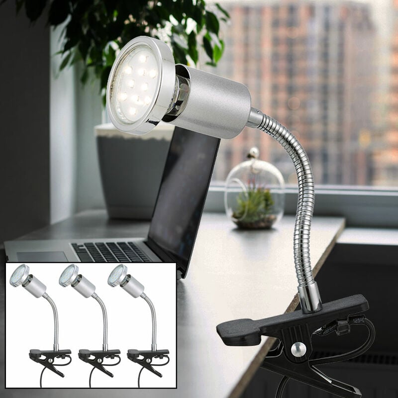 foto del prodotto etc shop lampada da lettura lampada da letto con morsetto lampada led con spina lampada da letto lampada da morsetto luce calda, braccio flexo, 1x