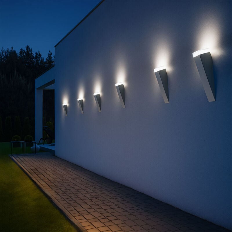 foto del prodotto etc shop lampada da parete per esterno, lampada da parete, torcia, ingresso, terrazza, ip44, acciaio inossidabile, argento, hxlxp 30,5x7,5x8,5cm,