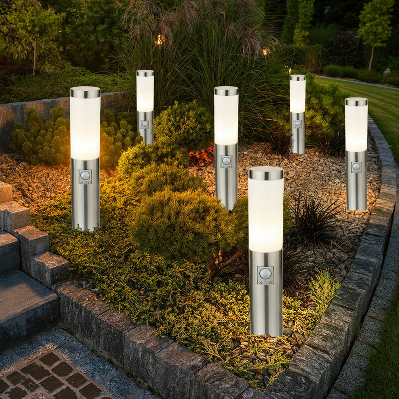foto del prodotto etc shop lampada da piedistallo a led e27 lampada da giardino per esterni con rilevatore di movimento, resistente alle intemperie ip44, sensore,