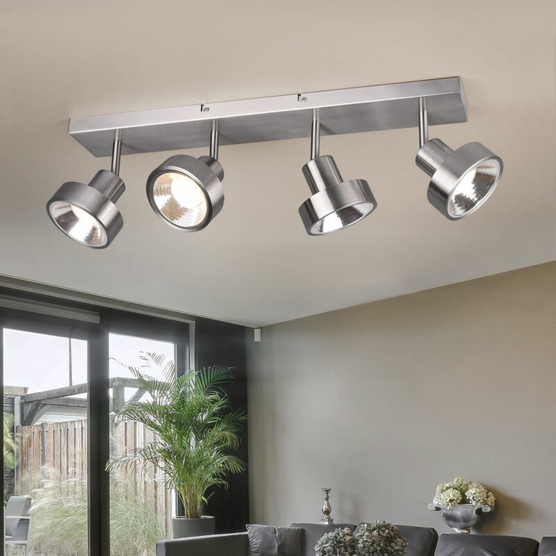 foto del prodotto etc shop lampada da soffitto, argento spot bar, lampada da soggiorno, faretti da soffitto, 4 fiamme, faretto orientabile, opaco, 4x gu10, lxlxa