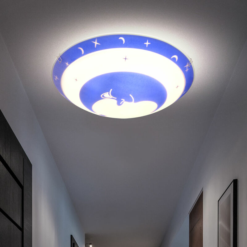 foto del prodotto etc shop lampada da soffitto camera dei bambini lampada da camera per bambini in vetro stelle lampada per bambini lampada da soffitto blu luna,