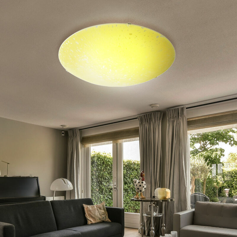 foto del prodotto etc shop lampada da soffitto di design in vetro giallo illuminazione faretto rotondo in un set di lampadine a led