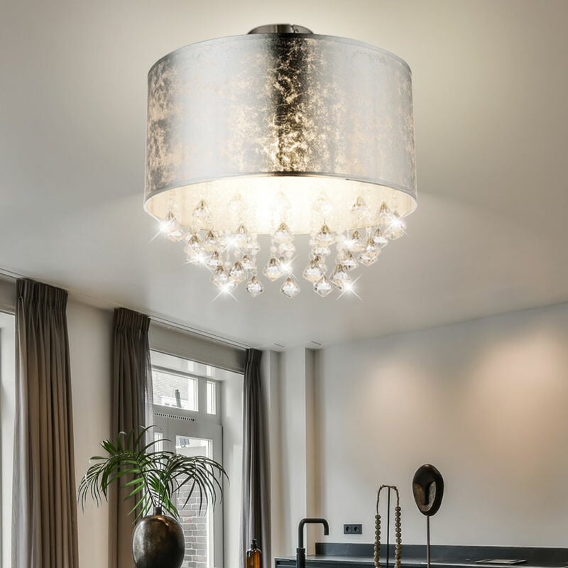 foto del prodotto etc shop lampada da soffitto in cristallo lampada a sospensione in cristallo lampada da soffitto per sala da pranzo cristalli, foglia argento,