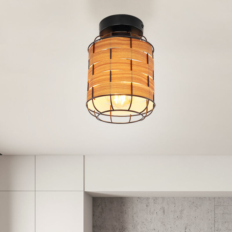 foto del prodotto etc shop lampada da soffitto plafoniera lampada da soggiorno lampada da sala da pranzo lampada da soggiorno, metallo effetto legno nero, attacco