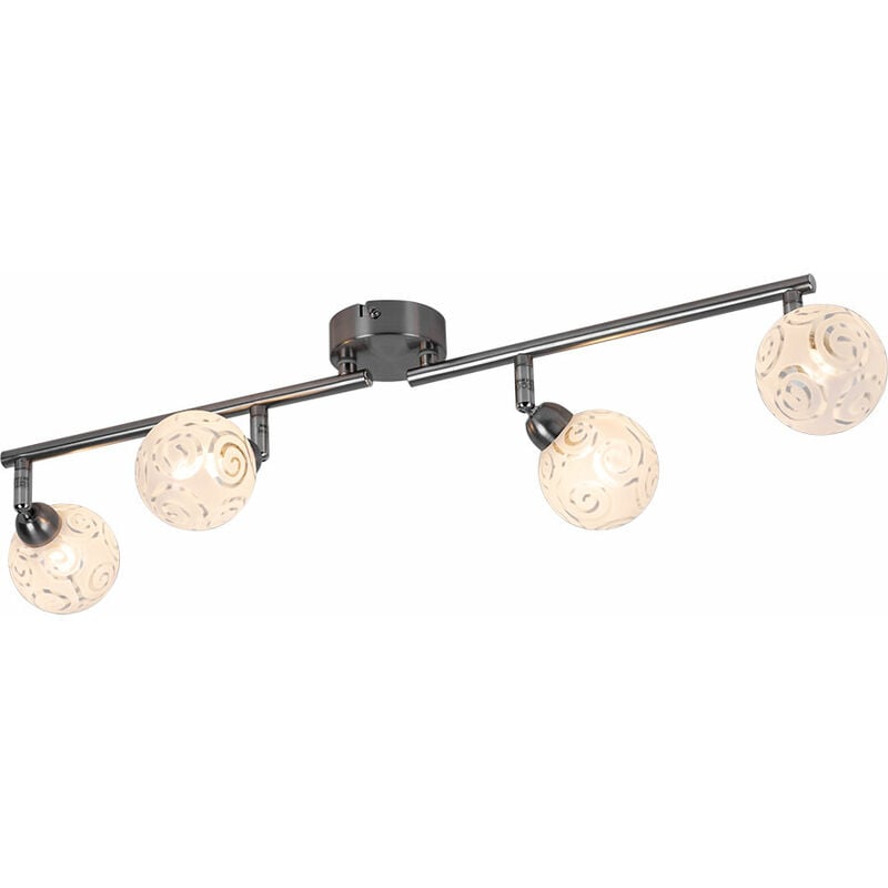foto del prodotto etc shop lampada da soffitto plafoniera spot bar luce sala da pranzo lampada soggiorno, 4 punti fiamma mobili, vetro metallo cromato, 4x led 7.6w