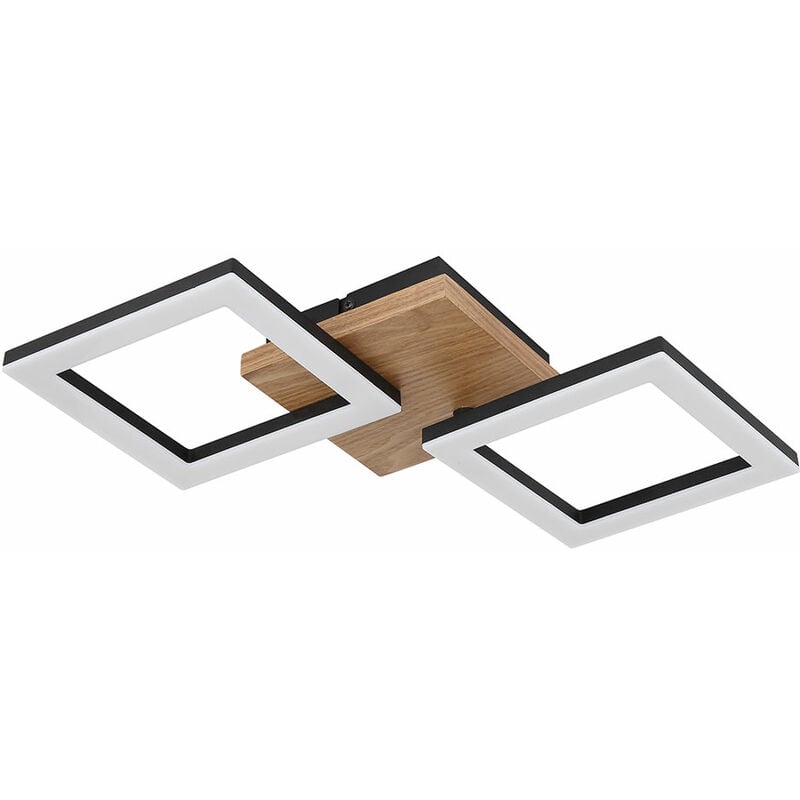 foto del prodotto etc shop lampada soggiorno lampada metallo nero plafoniera moderna lampada in legno, elementi mobili, legno, 2x led 18 w 1200lm 3000k bianco caldo,