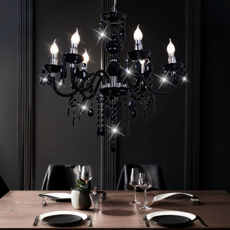 foto del prodotto etc shop lampadario a sospensione lampadario a soffitto lampadario nero in un set con lampadine a led
