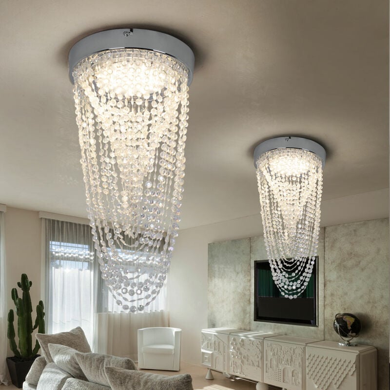 foto del prodotto etc shop lampadario led plafoniera plafoniera lampada in cristallo, sospensione in cristallo cromato, 12w 910lm 3000k, pxh 20x34 cm