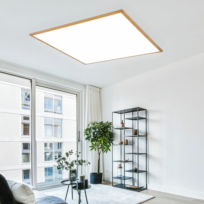 foto del prodotto etc shop pannello a soffitto plafoniera pannello a plafone luce di design luce da soggiorno in look legno, plastica alluminio, 1x led 36 watt 2250