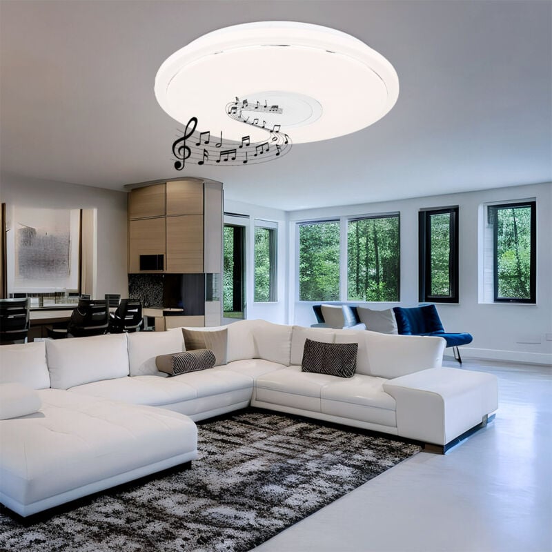foto del prodotto etc shop plafoniera a led altoparlante bluetooth lampada da luce diurna faretto effetto scintillante