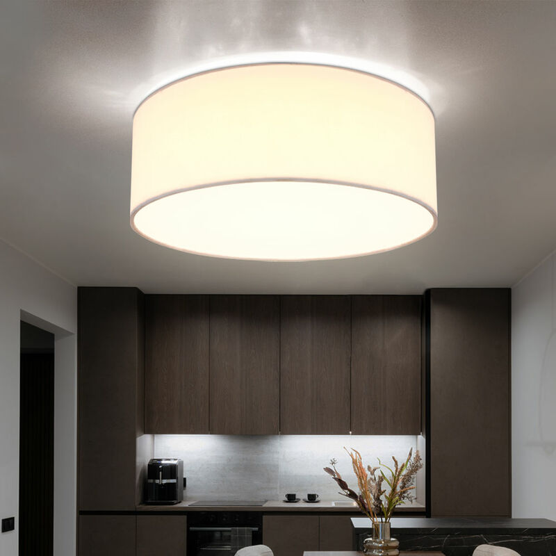 foto del prodotto etc shop plafoniera a led in tessuto lampada bianca soggiorno illuminazione corridoio faretti rotondi