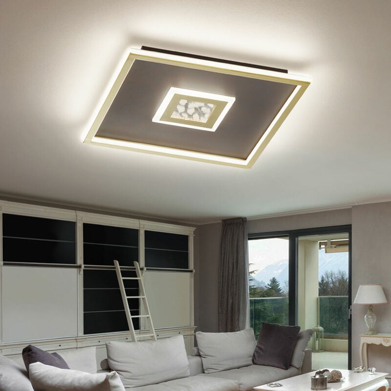 foto del prodotto etc shop plafoniera a led pannello piatto soggiorno lampada da soffitto color ruggine dimmerabile casa di campagna, metallo, 56,5w 4000lm bianco