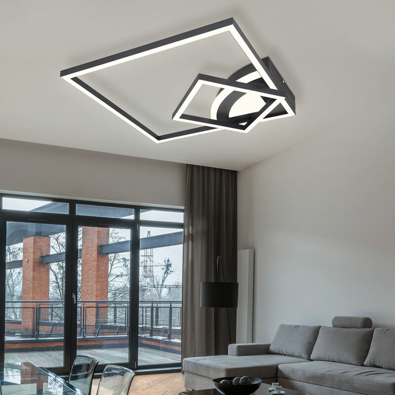 foto del prodotto etc shop plafoniera a led plafoniera design moderno nero lampada da soggiorno, quadrata, accensione a 3 stadi, 40w 1400lm 3000k, lxpxh 42,5x42,5x7