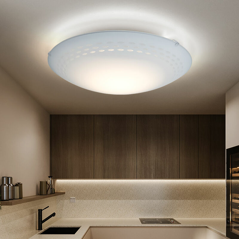 foto del prodotto etc shop plafoniera da soggiorno plafoniera led, metallo bianco, vetro smerigliato, 16w 1600lm bianco caldo, pxh 39,5x10 cm