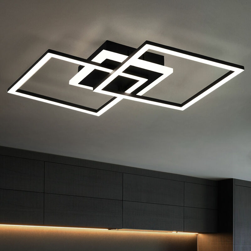 foto del prodotto etc shop plafoniera design lampada plafoniera camera da letto lampada soggiorno, interruttore dimmer 3 fiamme, metallo nero opaco moderno, 1x led