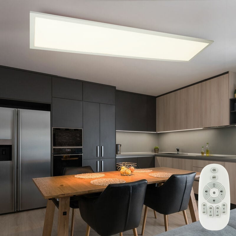 foto del prodotto etc shop plafoniera dimmerabile con pannello di controllo remoto plafoniera led a plafone luce soggiorno, bianco opale, 40w 2500lm bianco