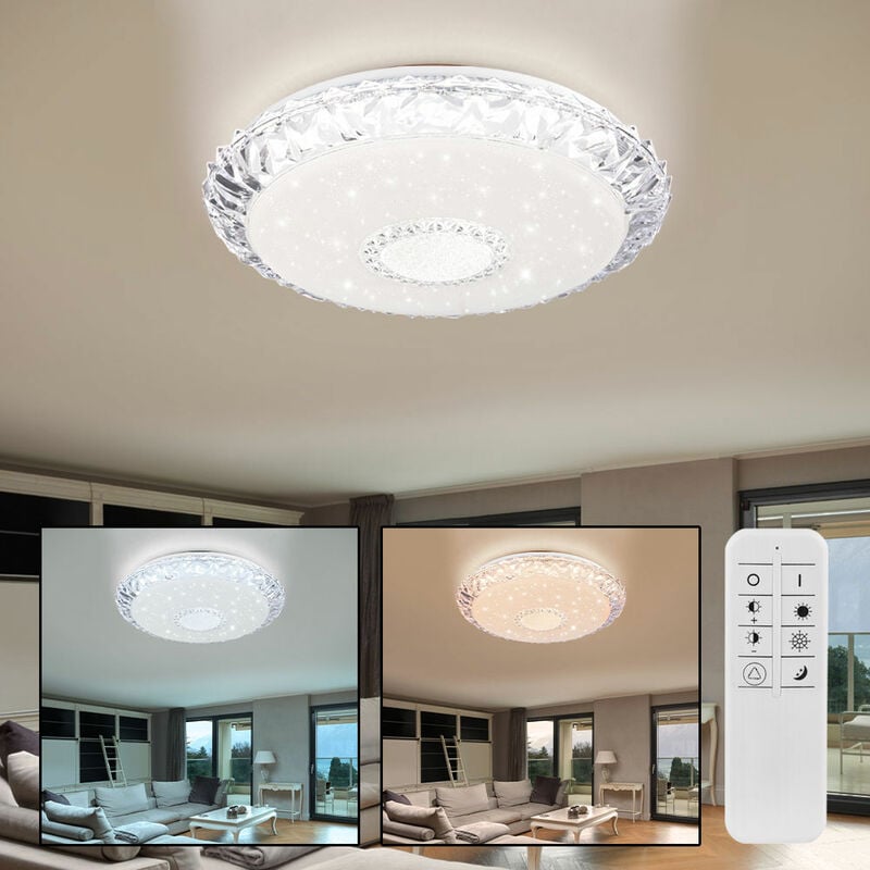 foto del prodotto etc shop plafoniera dimmerabile con telecomando plafoniera intelligente 50cm con comando vocale lampada led cielo stellato, design cristallo, 40w