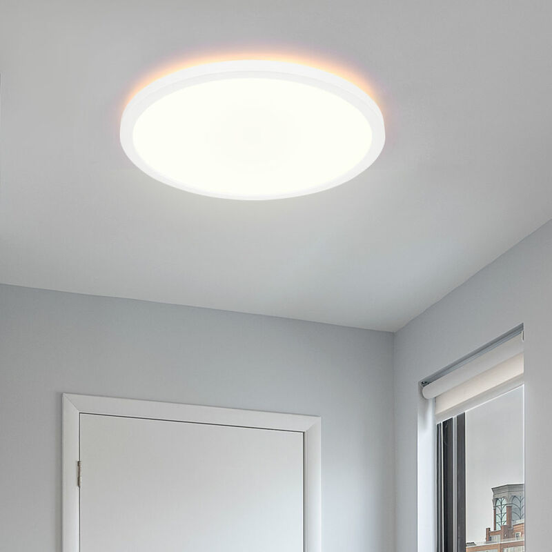 foto del prodotto etc shop plafoniera dimmerabile per cucina plafoniera led per bagno, retroilluminata, ip44, bianca, rotonda, 1x led 18w 1600lm 3000k bianco caldo,