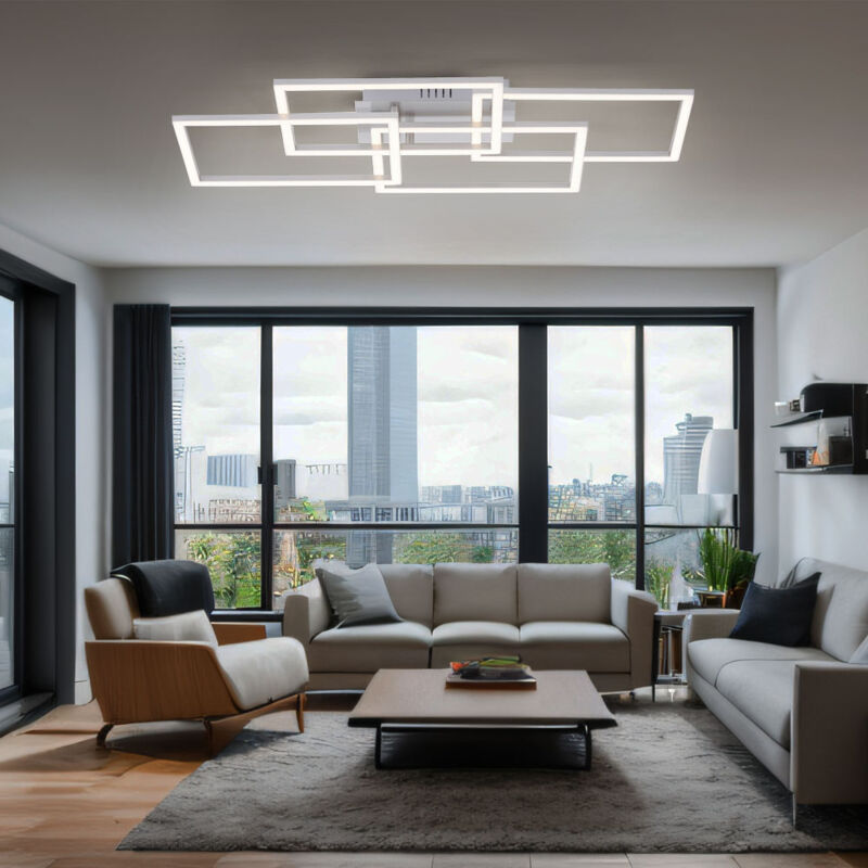 foto del prodotto etc shop plafoniera dimmerabile tramite interruttore lampada led da soggiorno di design, alluminio argento, 1x led 36w 2200lm 3000k, lxpxh