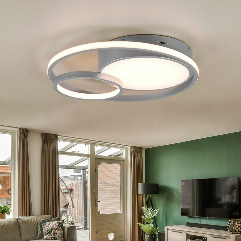 foto del prodotto etc shop plafoniera dimmerabile tramite interruttore plafoniera led camera da letto, colore luce regolabile, color titanio, 28w 3200lm bianco caldo