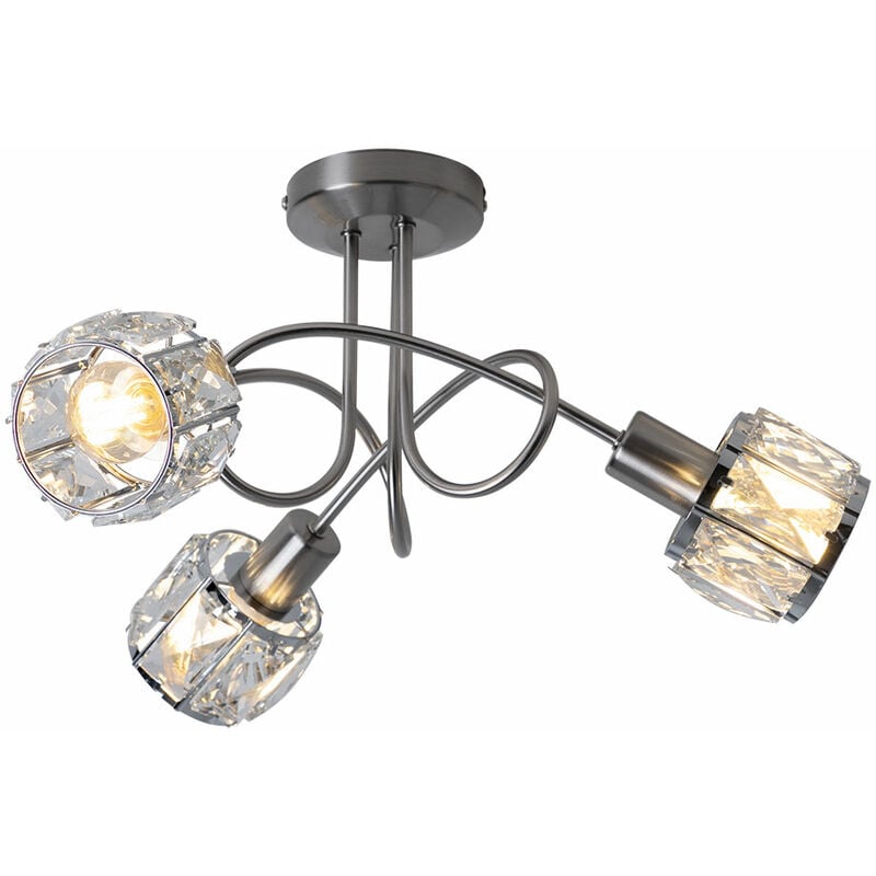 foto del prodotto etc shop plafoniera in cristallo cromato faretto da soggiorno in vetro faretto cromato in un set comprensivo di lampadine a led