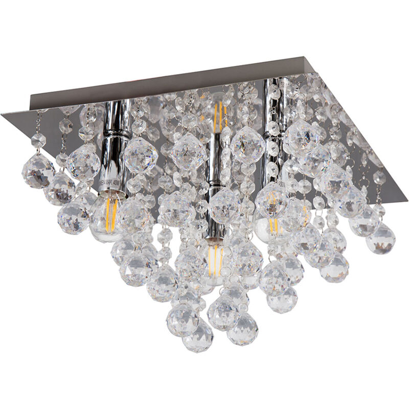 foto del prodotto etc shop plafoniera in cristallo plafoniera in cristallo cromato lampadario lampada da soffitto camera da letto, metallo plastica, 3x e14, lxp