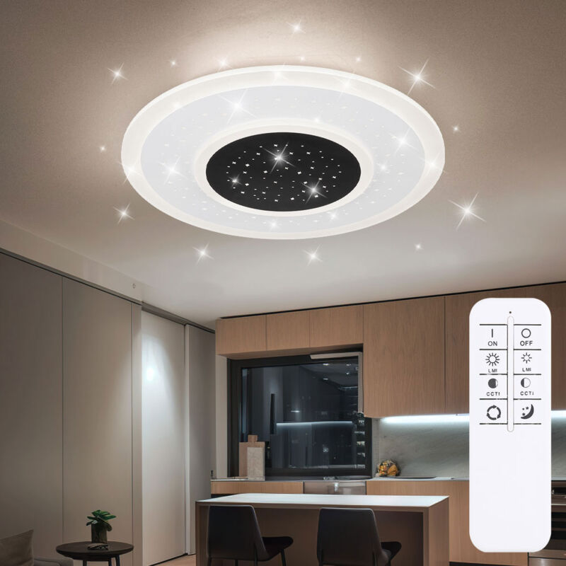 foto del prodotto etc shop plafoniera lampada da soffitto camera da letto luce soggiorno, telecomando luce notturna memory dimmerabile, metallo bianco opale, 1x led