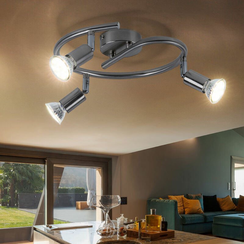 foto del prodotto etc shop plafoniera led a 3 fiamme da 9w spot rondell luce sala da pranzo cucina matrix