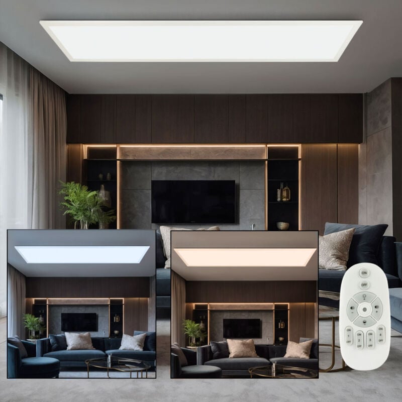 foto del prodotto etc shop plafoniera led a pannello da superficie dimmerabile con telecomando lampada da soffitto bianca, 40w 3200lm bianco caldobianco freddo, lxh