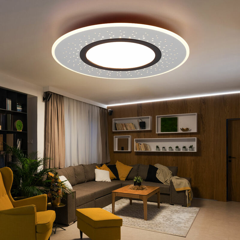 foto del prodotto etc shop plafoniera led lampada da soggiorno plafoniera sala da pranzo, metallo nichel opaco, telecomando dimmerabile cct memory luce notturna, 44w