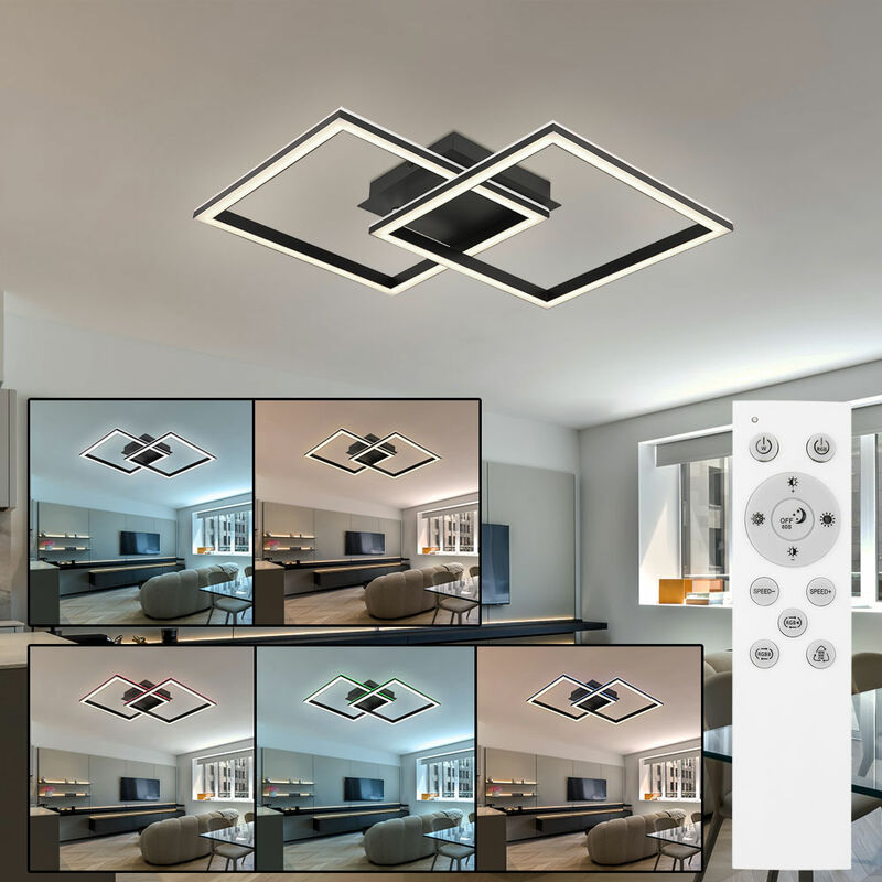 foto del prodotto etc shop plafoniera led luce camera da letto lampada soggiorno design luce, dimmerabile rgb telecomando timer, 40w 2500lm 2700 6500k bianco