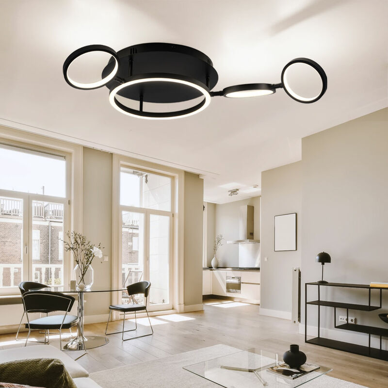 foto del prodotto etc-shop - plafoniera led plafoniera sala da pranzo soggiorno lampada moderna led nera a forma di anello, metallo plastica, 1x 23w 1080lm 3000k, lxlxh 79x39x11,5 cm