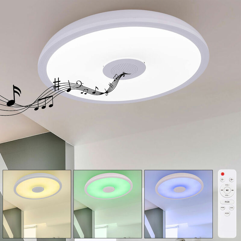foto del prodotto etc shop plafoniera led rgb telecomando plafoniera cucina led speaker luce bianco caldofreddo dimmerabile con cambio colore, 1x 18w 1100lm